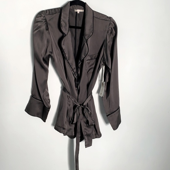 Gold Hawk *NWT* Pewter Grey Blazer / Kimono with Black Piping; SMALL - Picture 1 of 11